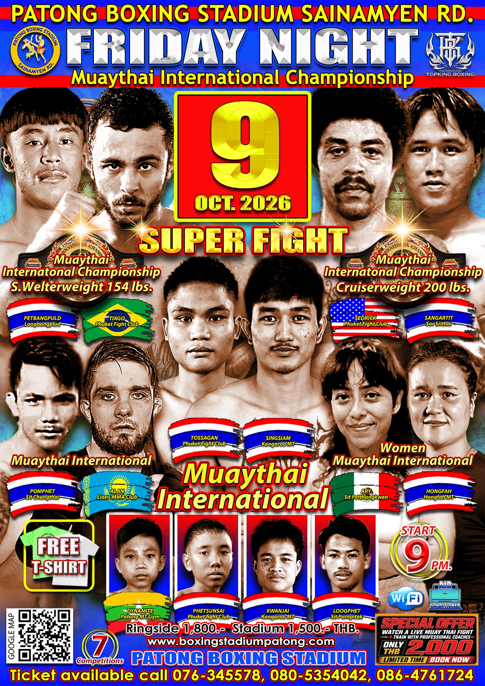 Patong Boxing Stadium fight poster for 9 October 2026