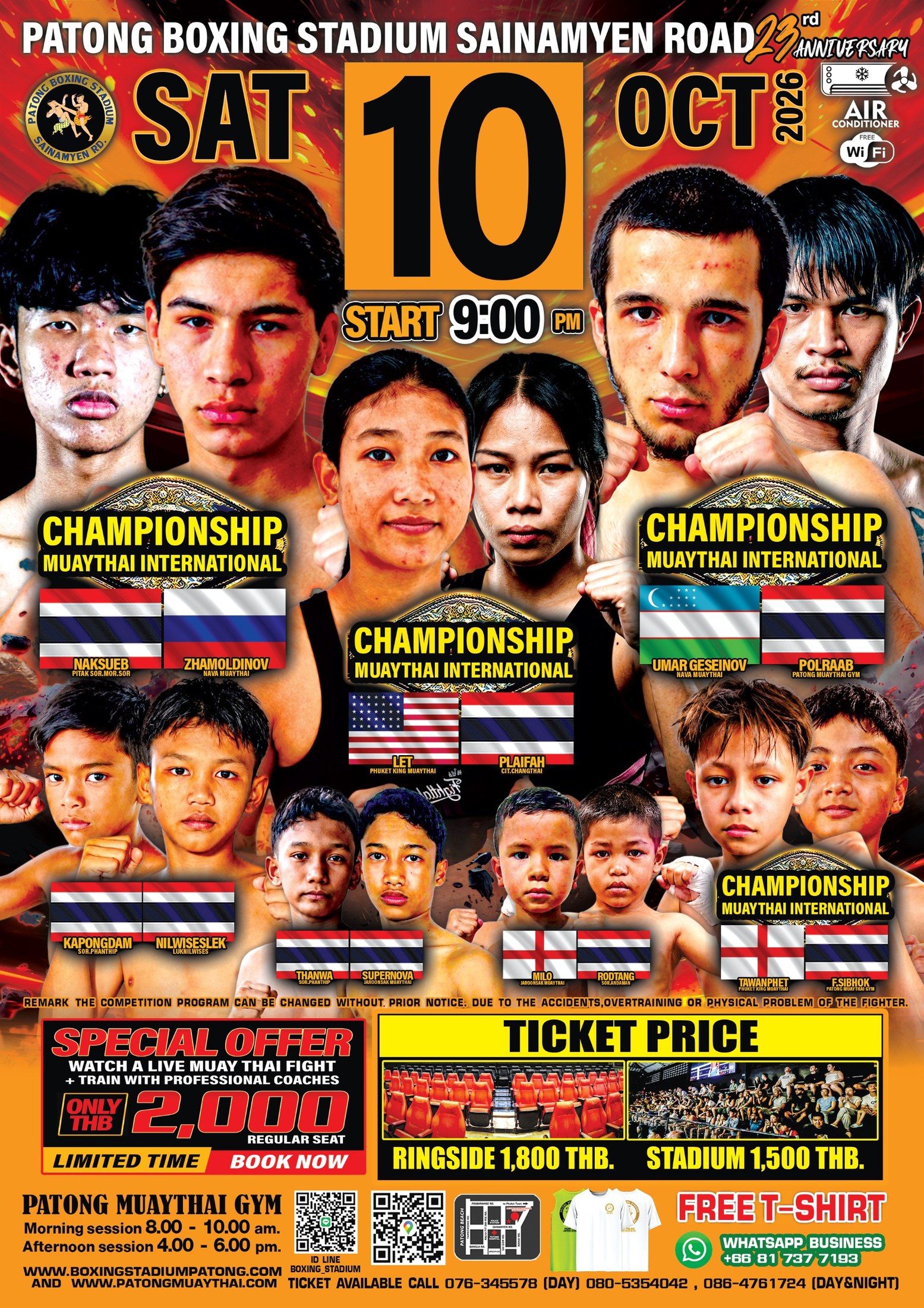 Patong Boxing Stadium fight poster for 10 October 2026