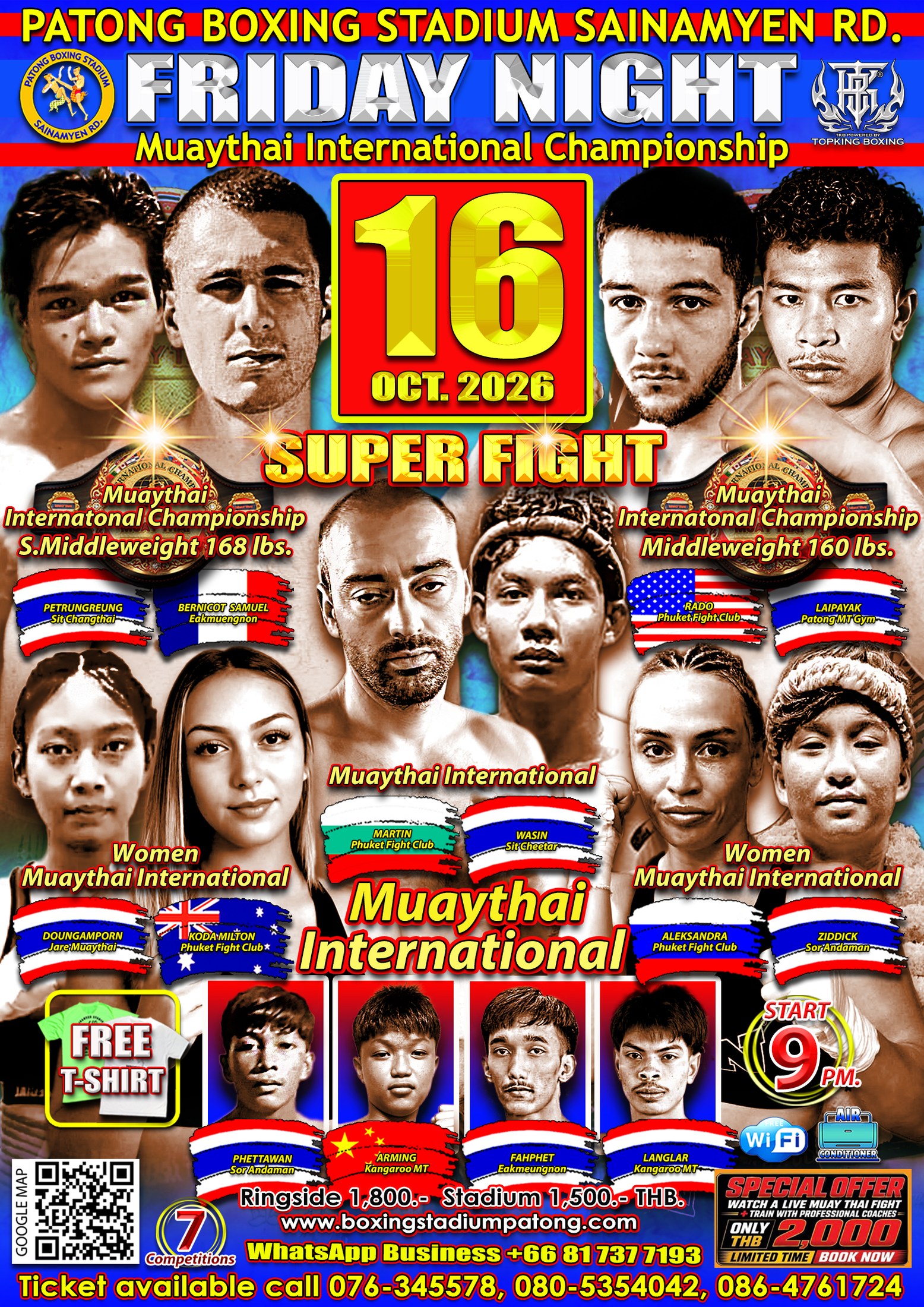 Patong Boxing Stadium fight poster for 16 October 2026