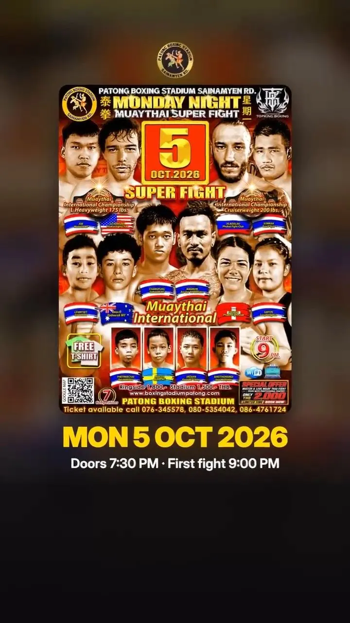 Fight night at Patong Boxing Stadium, 2 October 2026